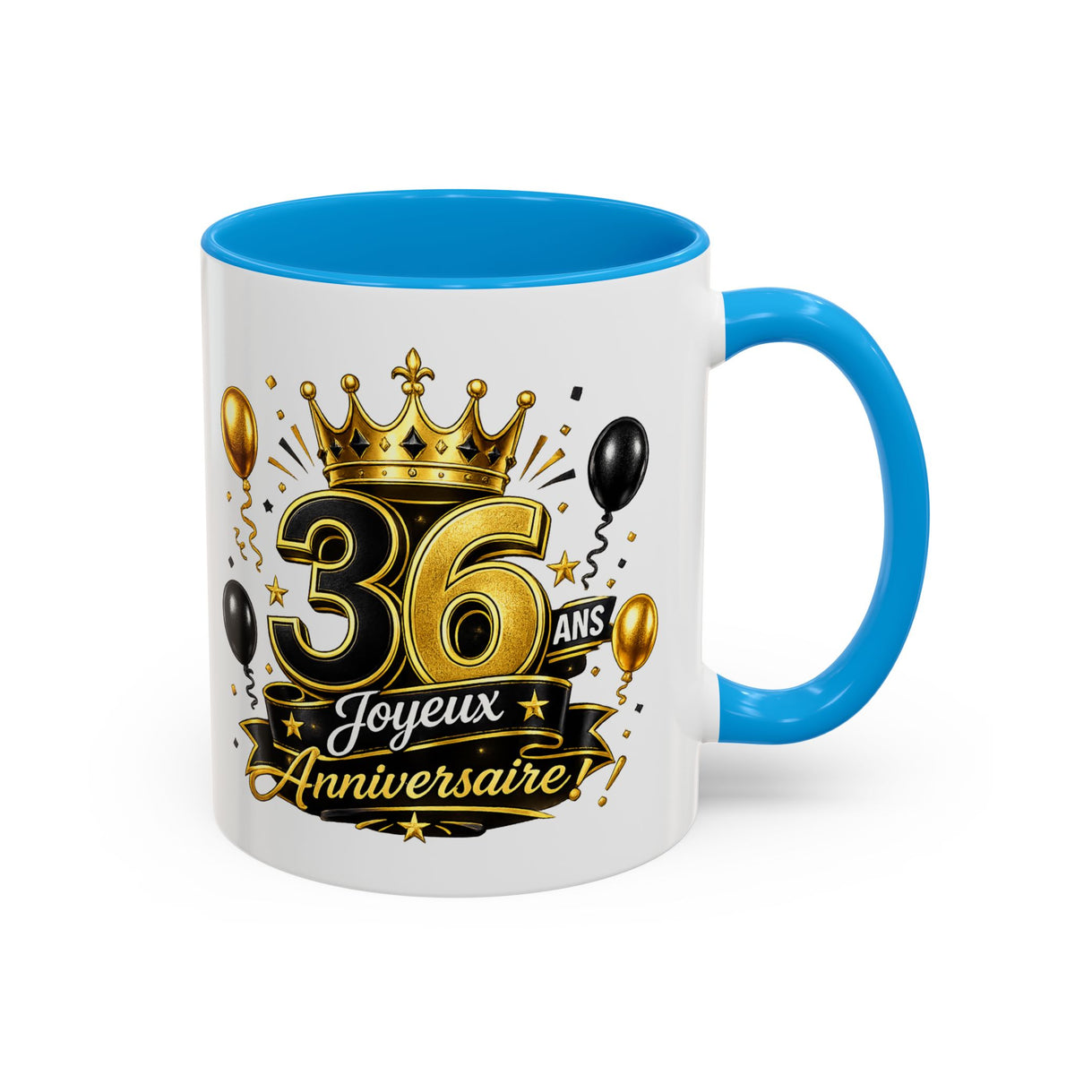 Mug Joyeux 36 Ans – Tasse Anniversaire 36 Ans – Cadeau Original pour Femme Homme – Idée Cadeau 36e Anniversaire Noir Bleu Rouge