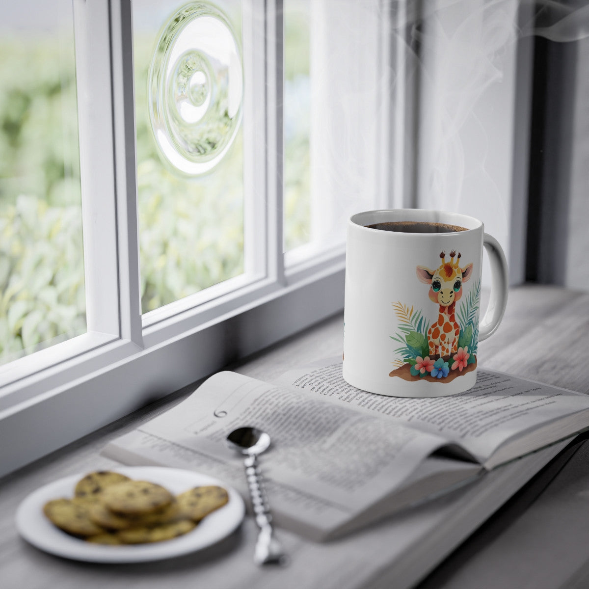 Mug bébé girafe avec des fleurs idée cadeau travail bureau anniversaire pour enfant et adulte