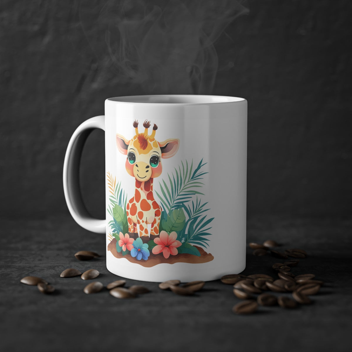 Mug bébé girafe avec des fleurs idée cadeau travail bureau anniversaire pour enfant et adulte