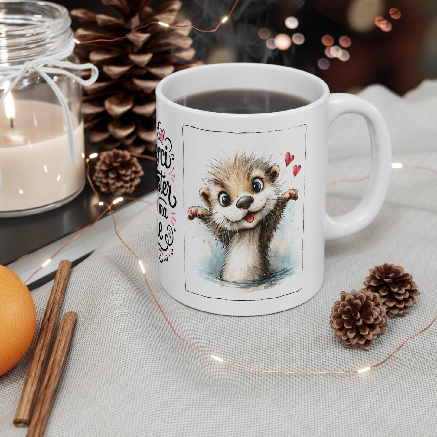 Tasse Merci D’Exister Dans Ma Vie – Mug Loutre Mignonne et Kawaii – Cadeau Amour Homme Femme 325ml