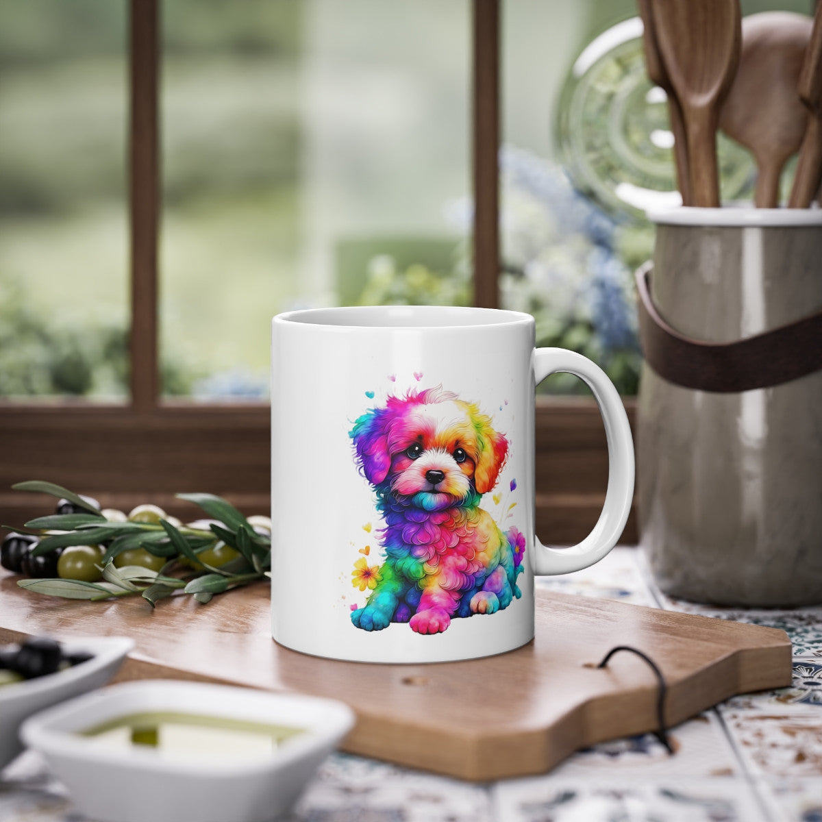 Mug petit chien coloré idée cadeau bureau travail pour enfant et adulte