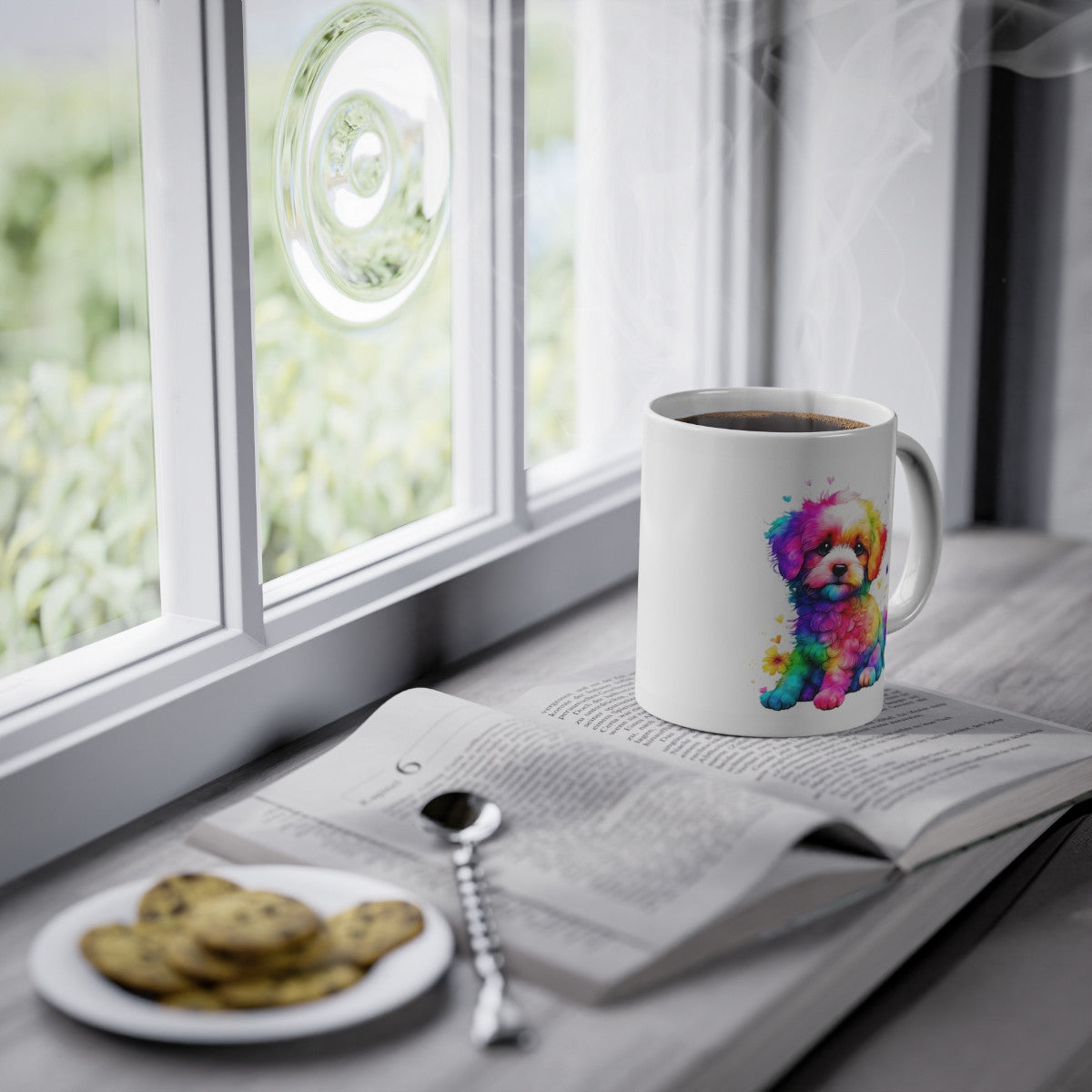 Mug petit chien coloré idée cadeau bureau travail pour enfant et adulte