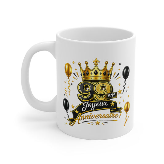 Mug Joyeux 99 Ans – Tasse Anniversaire 99 Ans – Cadeau Original pour Femme Homme – Idée Cadeau 99e Anniversaire