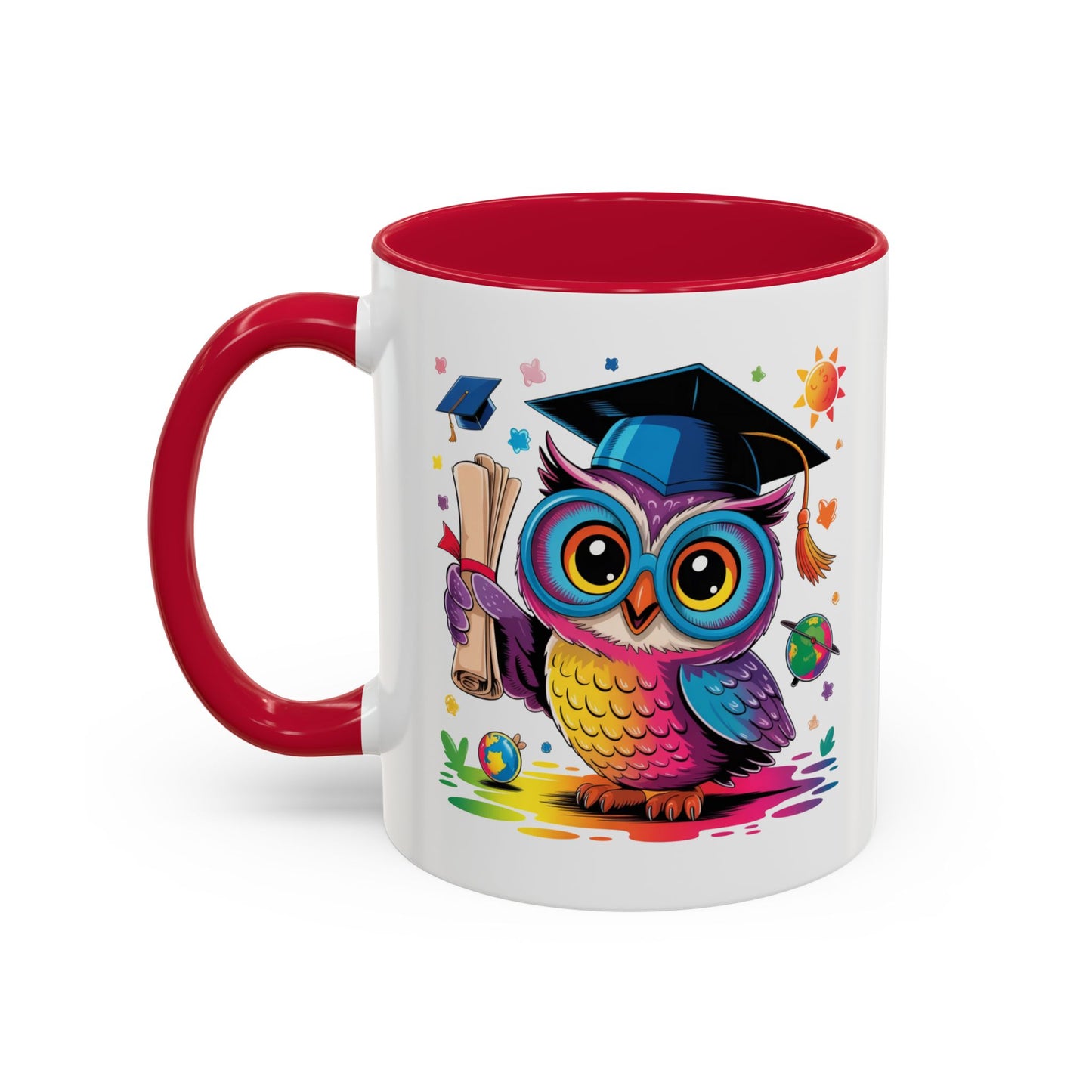 Mug Hibou Diplômé – Tasse Chouette Colorée avec Diplôme et Mortier – Cadeau Étudiant 325ml