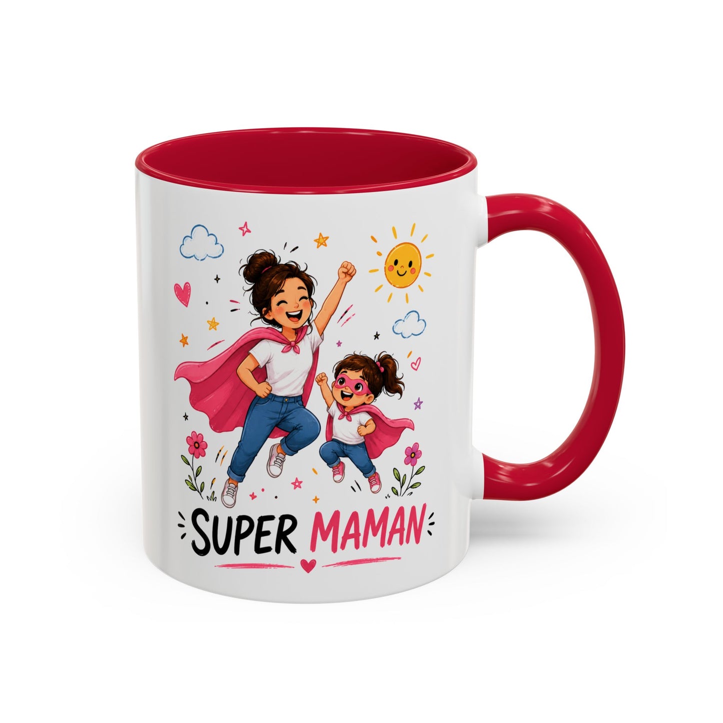 Tasse Super Maman Héroïne – Mug Mère Fille Super Héros Rose – Cadeau Fête Des Mères Femme 325ml