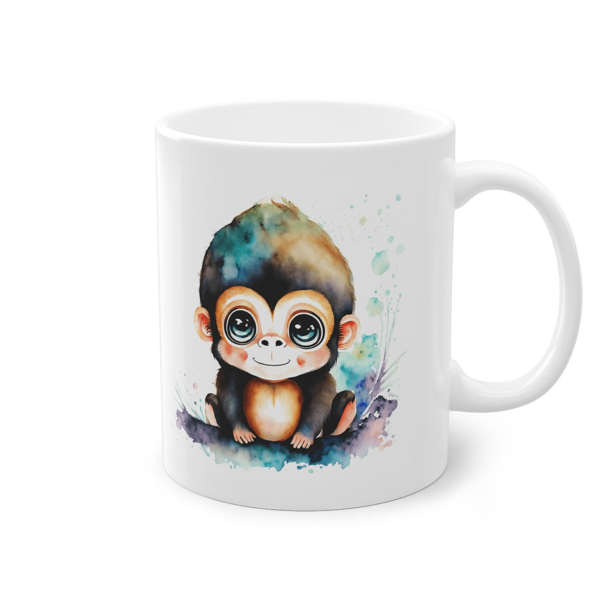 Mug tasse à café bébé singe assis coloré idée cadeau anniversaire travail bureau pour enfant et adulte
