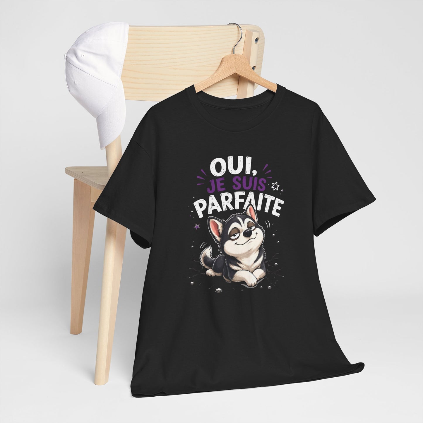 Tee-Shirt Femme Humour Chien Husky – Idée Cadeau Drôle Original Femme – Vêtement Humoristique Amoureuse des Chiens Anniversaire