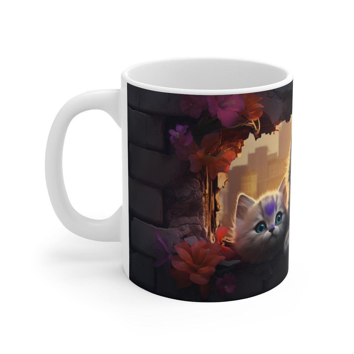Mug Tasse à café Chat fleurs  idée cadeau  fun travail bureau pour adulte et enfant
