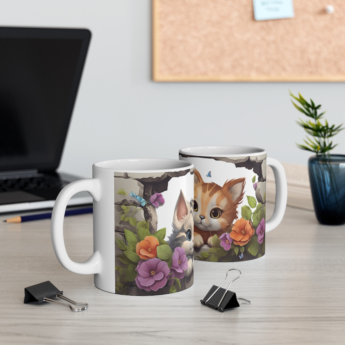 Mug Tasse à café chat mignon idée cadeau humour drôle rigolo fun travail bureau pour adulte et enfant