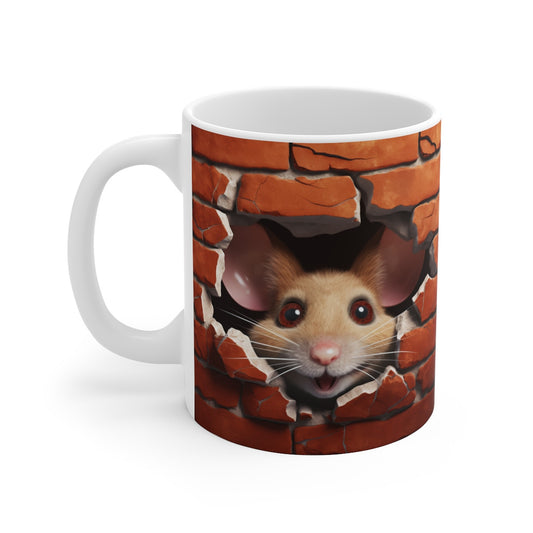 Mug Tasse à café Souris mur de brique  amusant idée cadeau humour drôle rigolo fun travail bureau pour adulte et enfant