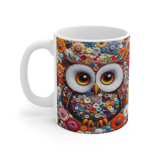 Mug Tasse à café Hibou en bouton amusant idée cadeau humour drôle rigolo fun travail bureau pour adulte et enfant
