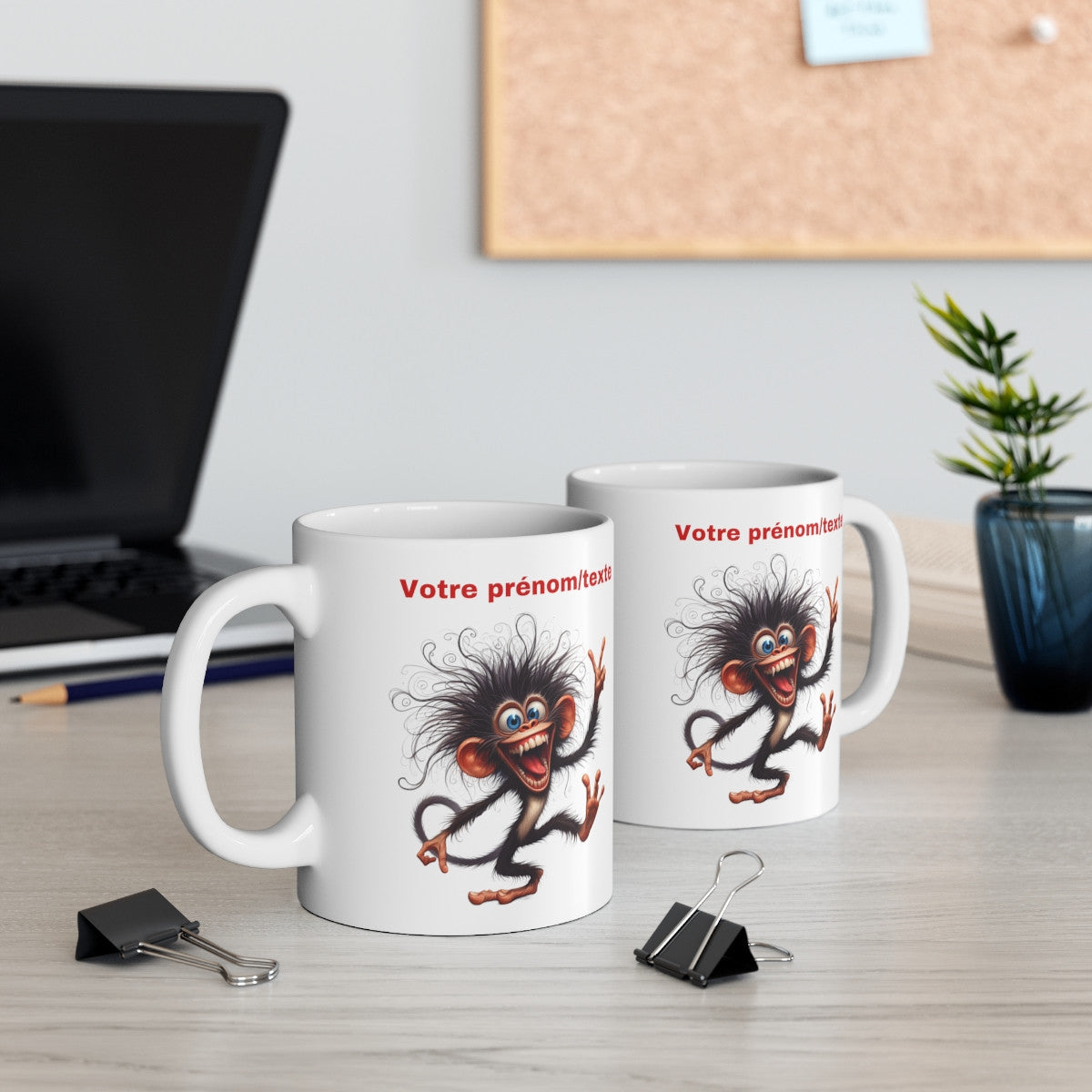 Mug Tasse à café Personnalisable Singe drôle  amusant idée cadeau humour drôle travail bureau pour adulte et enfant