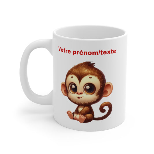 Mug Tasse à café Personnalisable  bébé singe assis amusant idée cadeau humour drôle  travail bureau pour adulte et enfant
