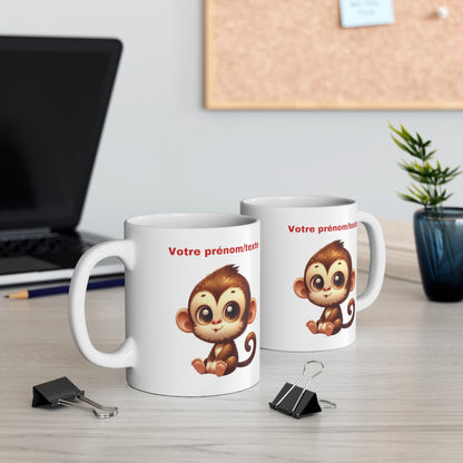 Mug Tasse à café Personnalisable  bébé singe assis amusant idée cadeau humour drôle  travail bureau pour adulte et enfant