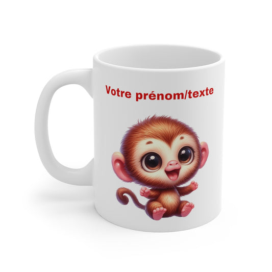 Mug Tasse à café personnalisable  bébé singe souriant amusant idée cadeau  drôle   travail bureau pour adulte et enfant