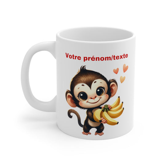 Mug personnalisable personnalisé singe banane idée cadeau travail bureau pour enfant et adulte