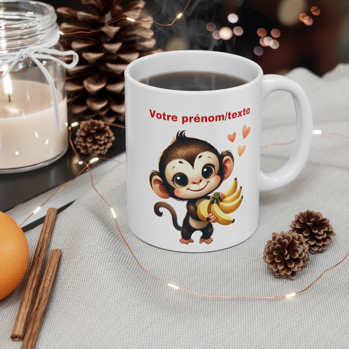 Mug personnalisable personnalisé singe banane idée cadeau travail bureau pour enfant et adulte