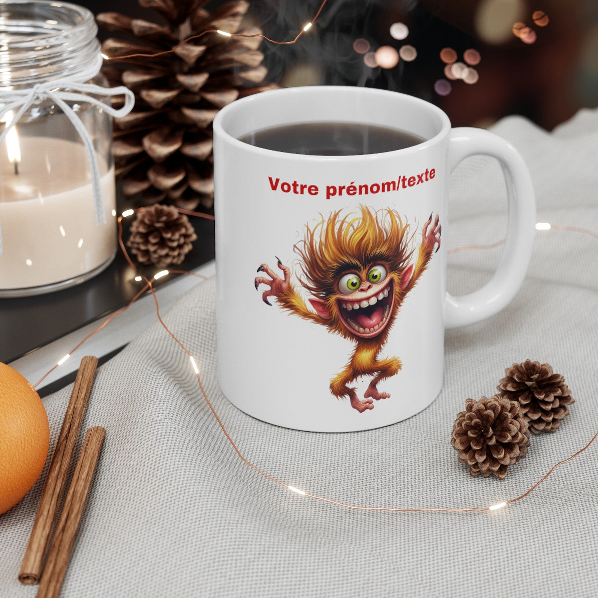 Mug personnalisable personnalisé avec prénom ou texte Singe idée cadeau pour enfant et adulte
