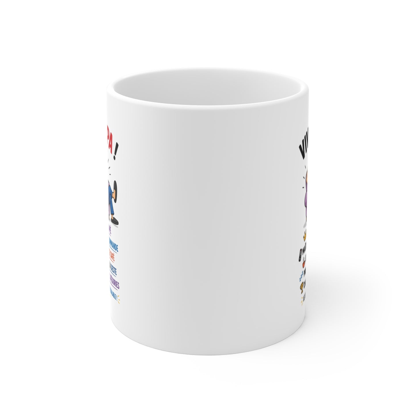 Tasse Vive Papa – Mug Humour Papa Canapé Télécommande – Cadeau Drôle Père Homme 325ml
