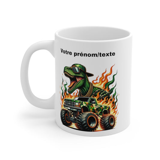 Mug personnalisable personnalisé dinosaure Monster truck avec son prénom ou texte pour enfant et adulte