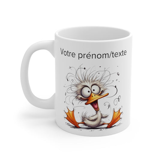 Mug personnalisable personnalisé Canard étourdis avec son prénom ou texte pour enfant et adulte