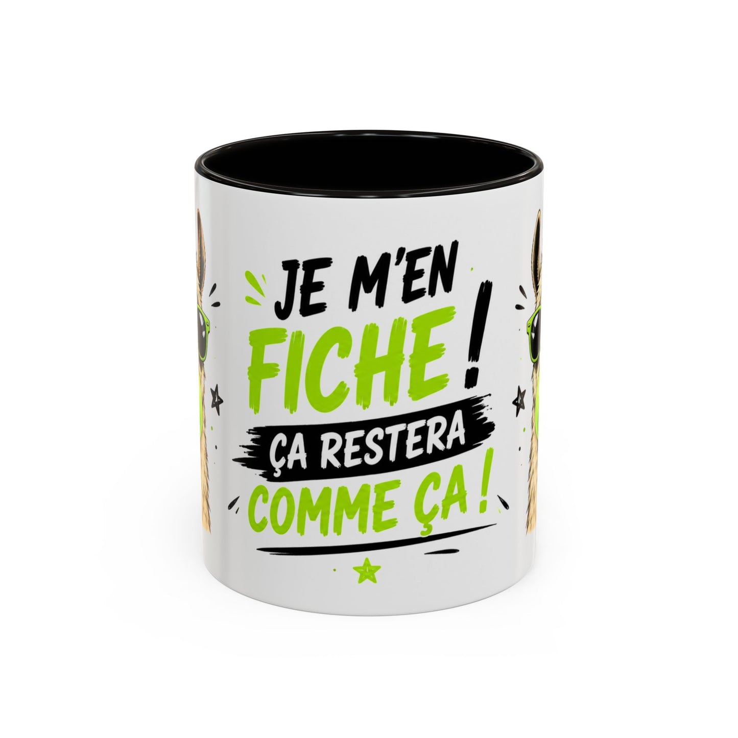 Tasse Je M’En Fiche Ça Restera Comme Ça – Mug Lama Humour Homme Femme – Cadeau Drôle 325ml