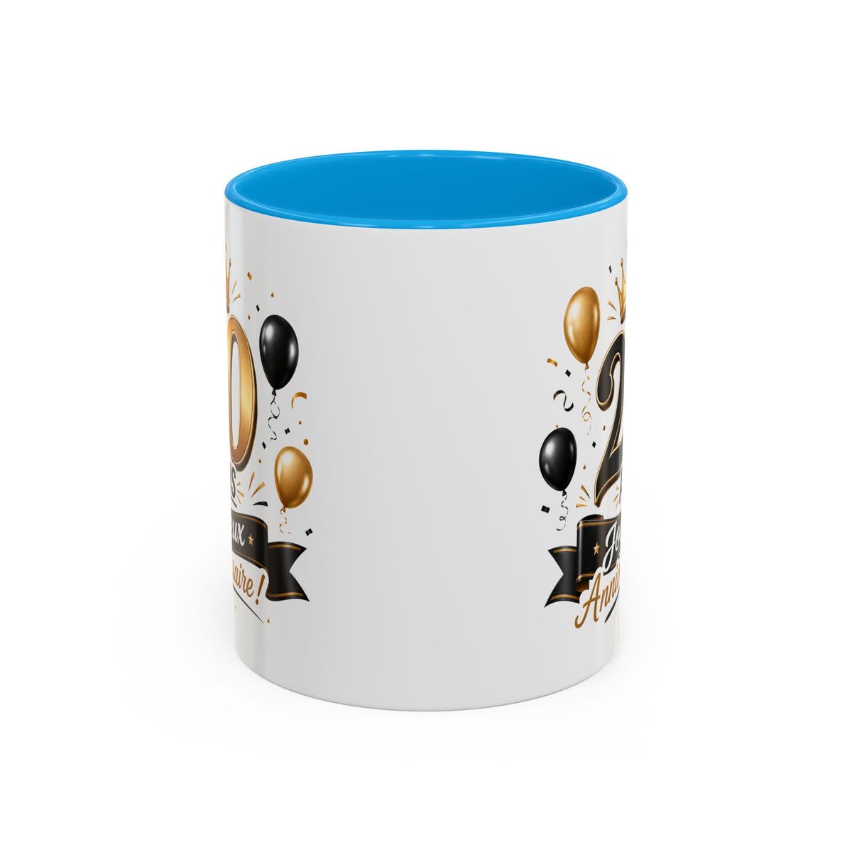 Mug Joyeux 20 Ans – Tasse Anniversaire 20 Ans – Cadeau Original pour Femme Homme – Idée Cadeau 20e Anniversaire Noir Bleu Rouge