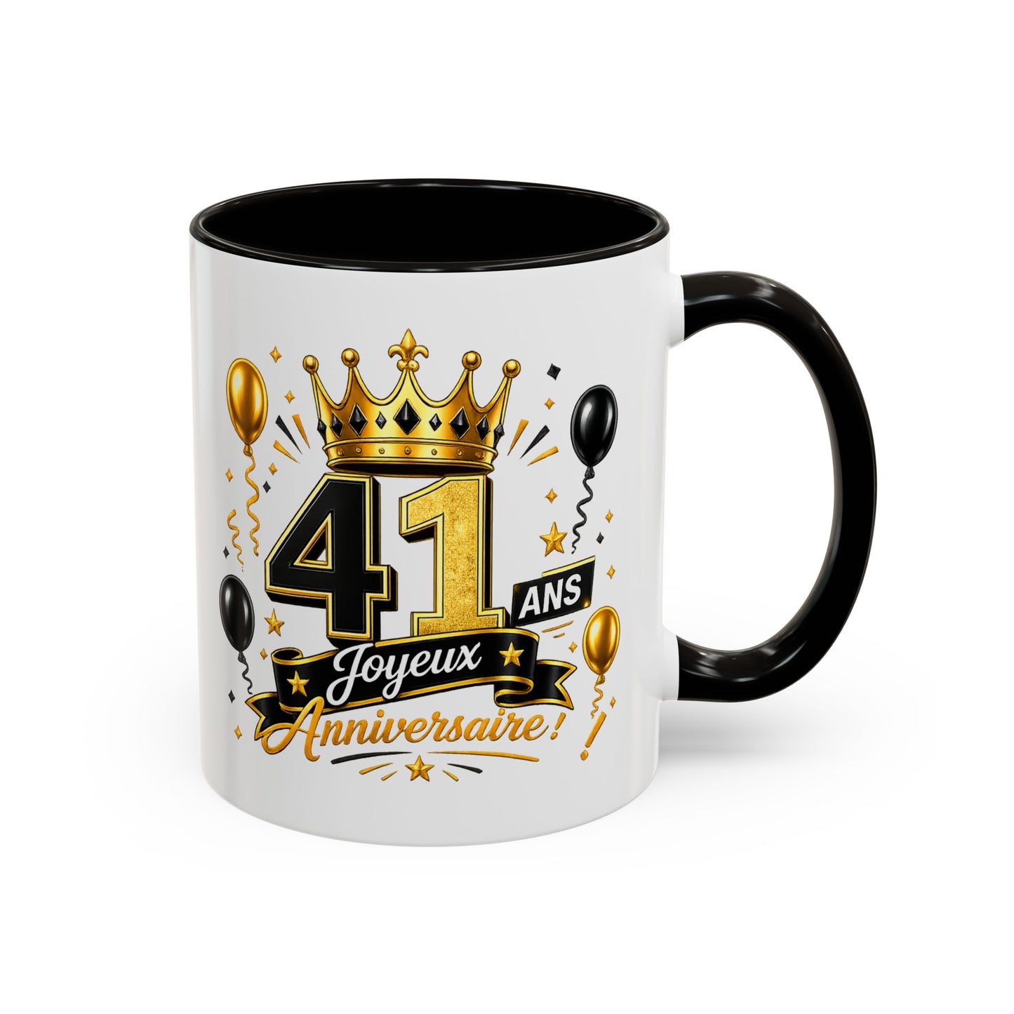 Mug Joyeux 41 Ans – Tasse Anniversaire 41 Ans – Cadeau Original pour Femme Homme – Idée Cadeau 41e Anniversaire Noir Bleu Rouge