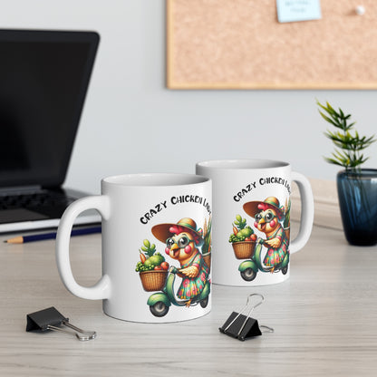 Mug-tasse  Crazy chicken Lady Idée cadeau anniversaire humour drôle amusant pour enfant et adulte