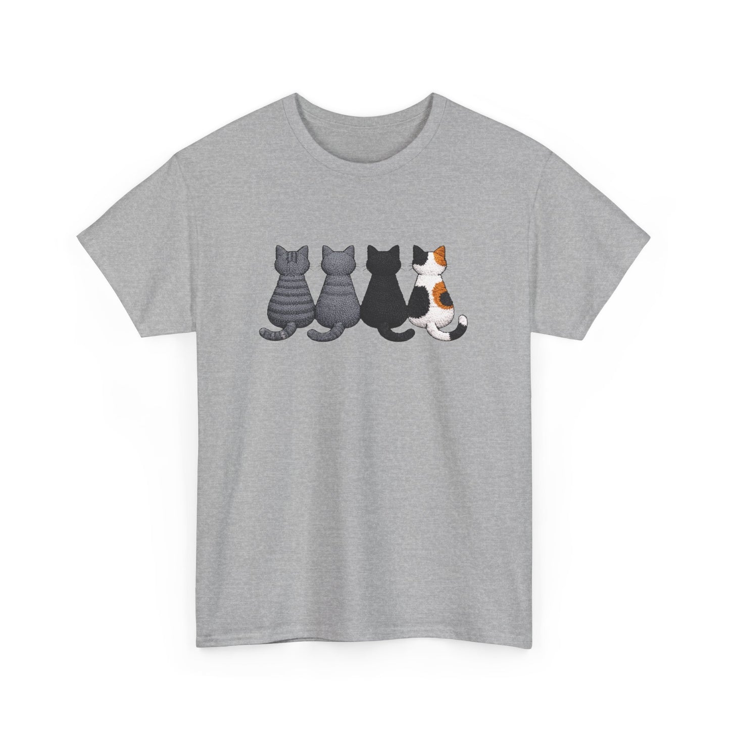 T-Shirt Chats Assis de Dos Minimaliste Amoureux des Chats Cadeau Femme