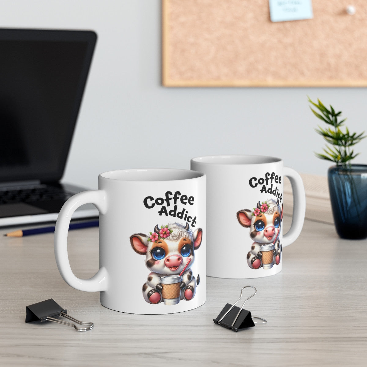 Mug Vache coffee addict Idée cadeau anniversaire humour drôle amusant pour enfant et adulte