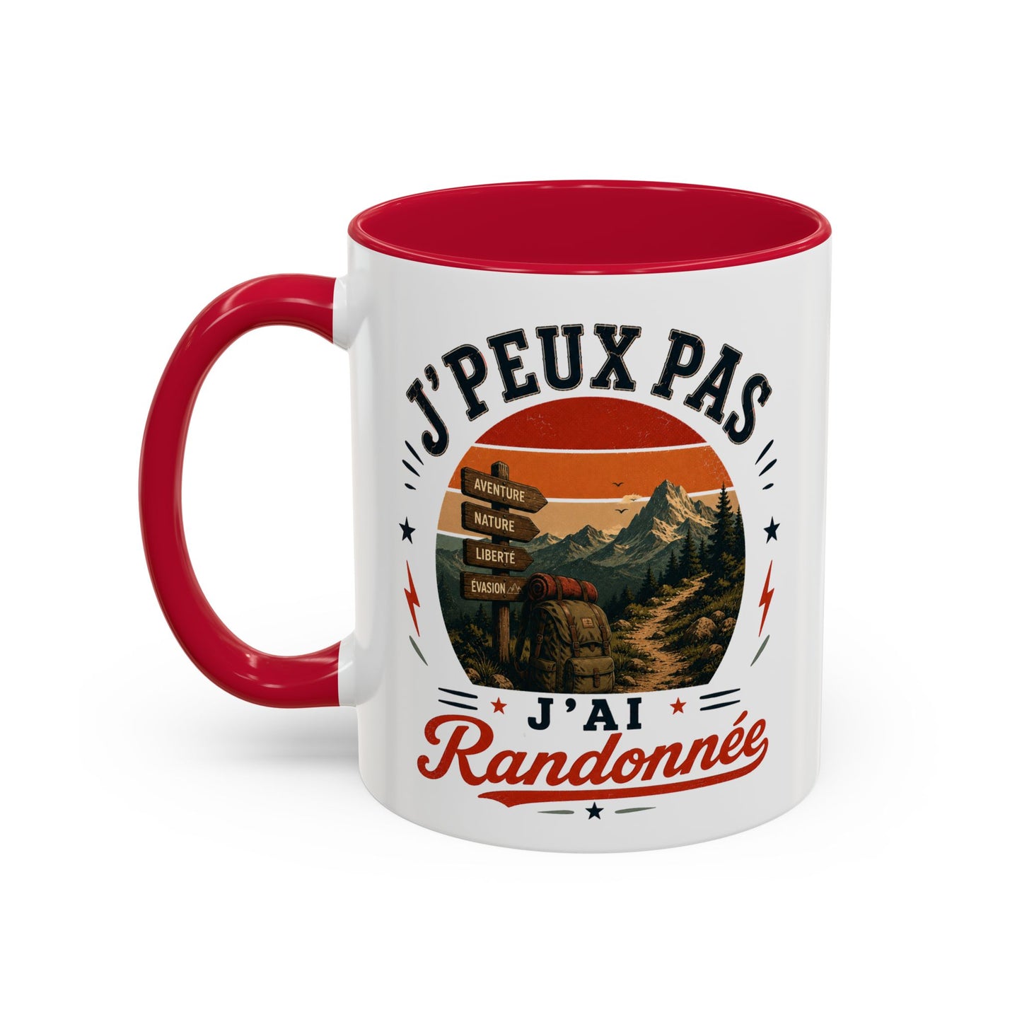 Tasse J’Peux Pas J’Ai Randonnée – Mug Humour Randonnée Vintage – Cadeau Passion Montagne Nature 325ml