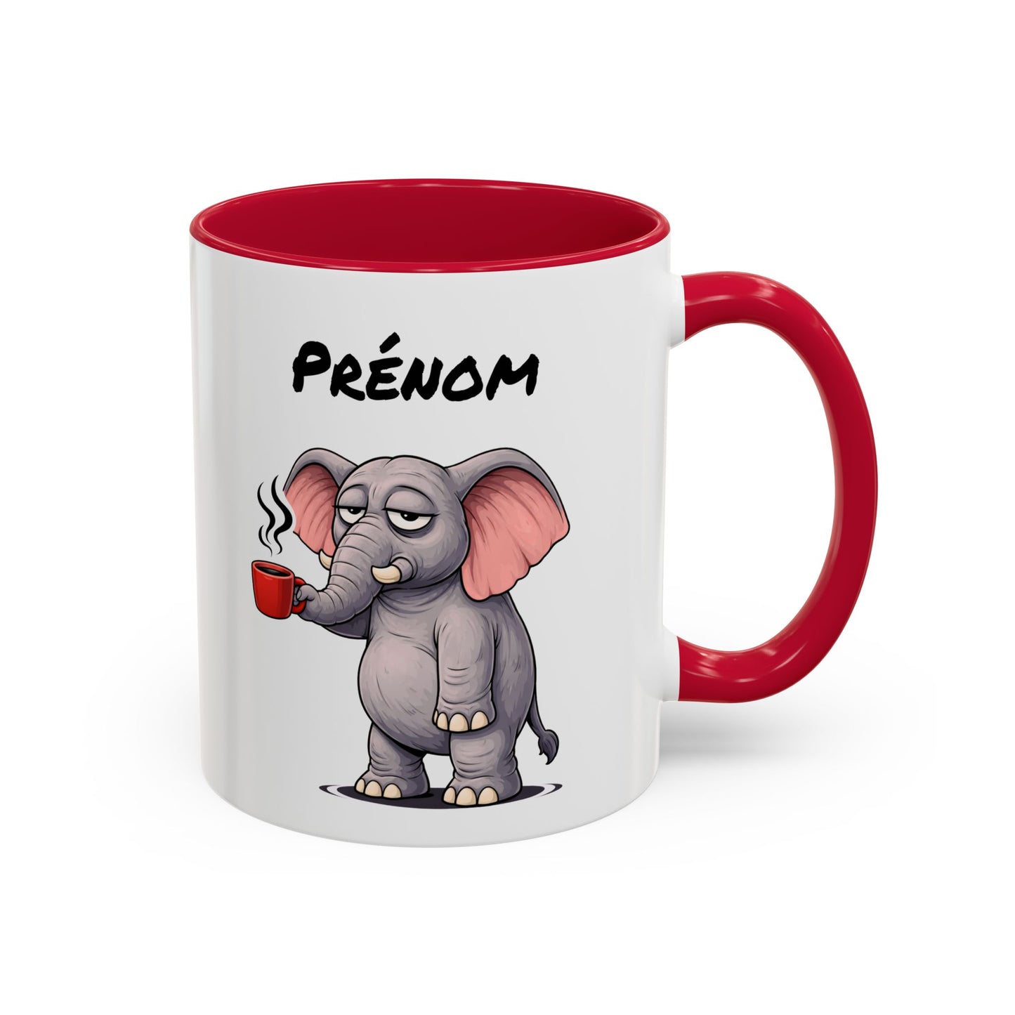 Tasse Éléphant avec Café – Mug Animal Mignon Humoristique – Illustration Éléphant Fatigue 325ml