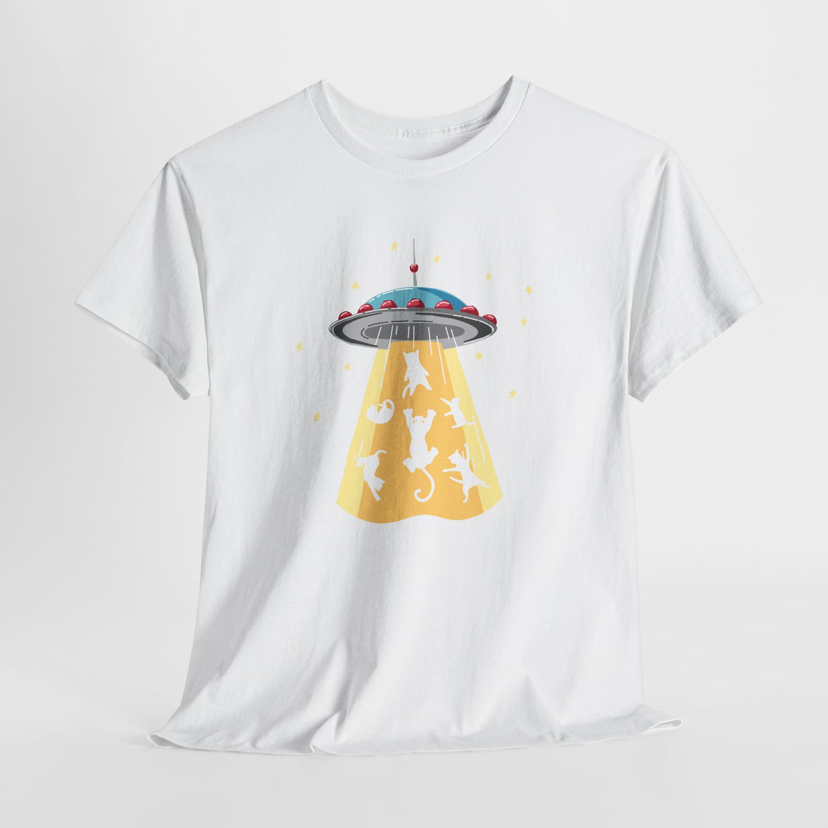 Tee Shirt Chat Homme Femme – OVNI Extraterrestre Espace – Idée Cadeau Amoureux des Chats Humour Science-Fiction