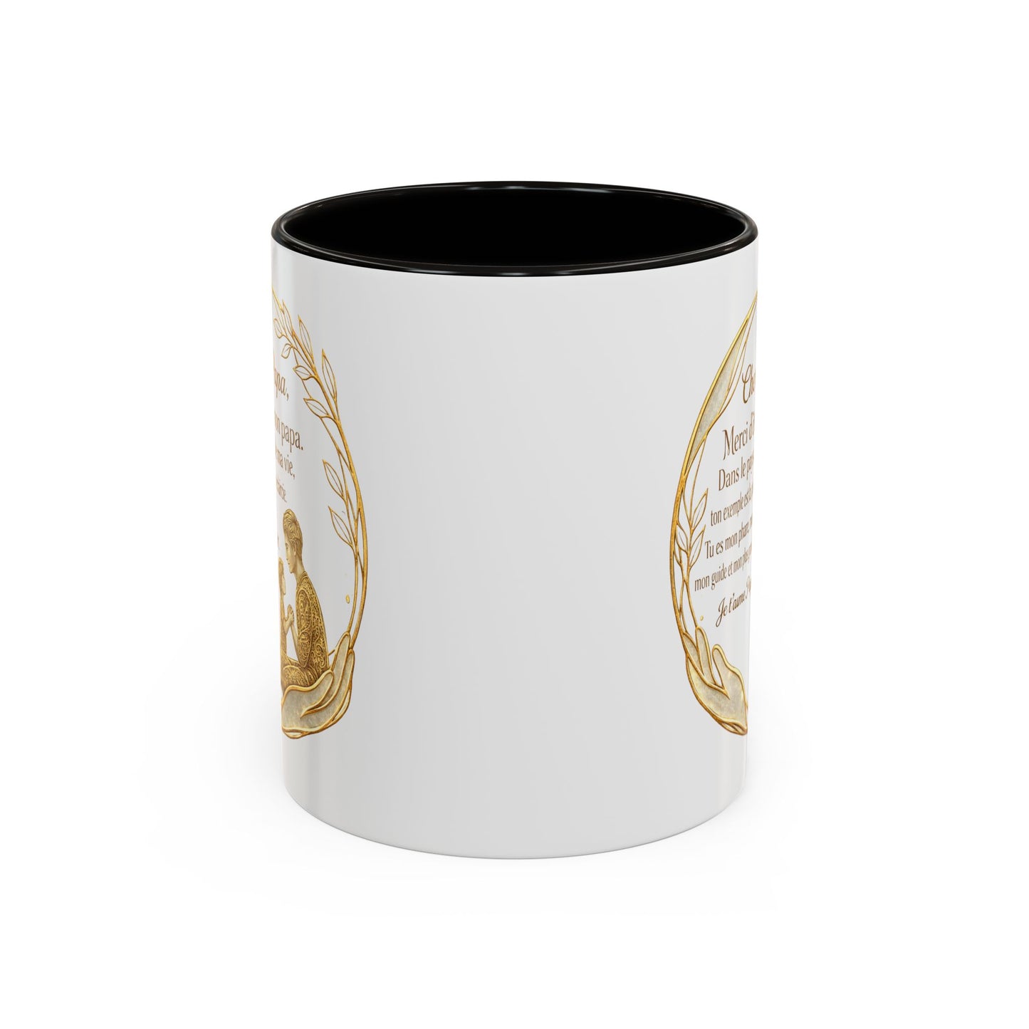 Tasse Papa Message Amour 325ml – Mug Céramique Cadeau Père Élégant Doré Citation Touchante Famille