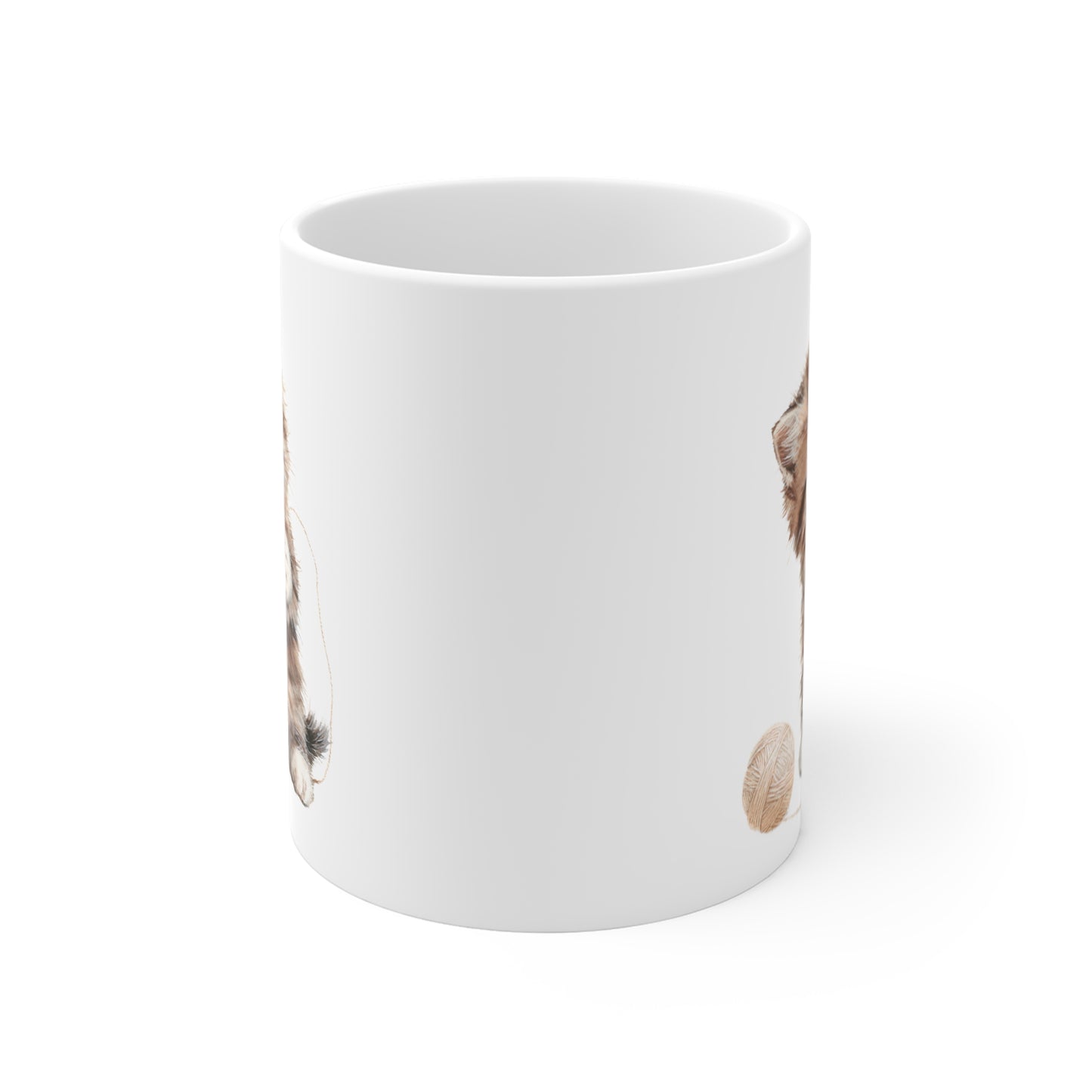 Tasse Chaton Brun Aquarelle – Mug Céramique 325 ml – Cadeau Mignon pour Amoureux des Chats