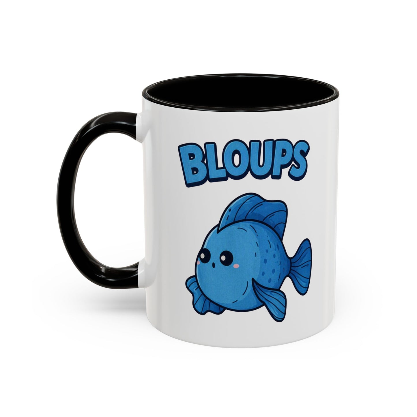 Mug Poisson Bleu Kawaii Homme – Tasse Humour Bloups – Cadeau Original Drôle Animal Marin Café Thé 325ml