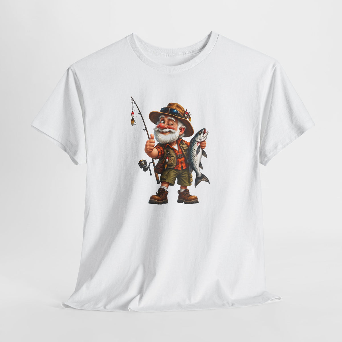 Tee Shirt Pêche Homme – Pêcheur avec Poisson – T-Shirt Passion Pêche Cadeau Homme