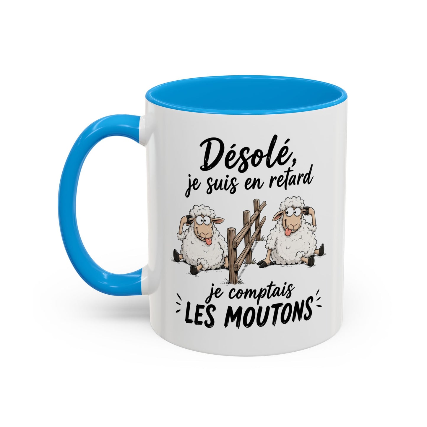 Tasse Humour Moutons – Désolé Je Suis en Retard Je Comptais les Moutons – Mug Rigolo et Original 325ml
