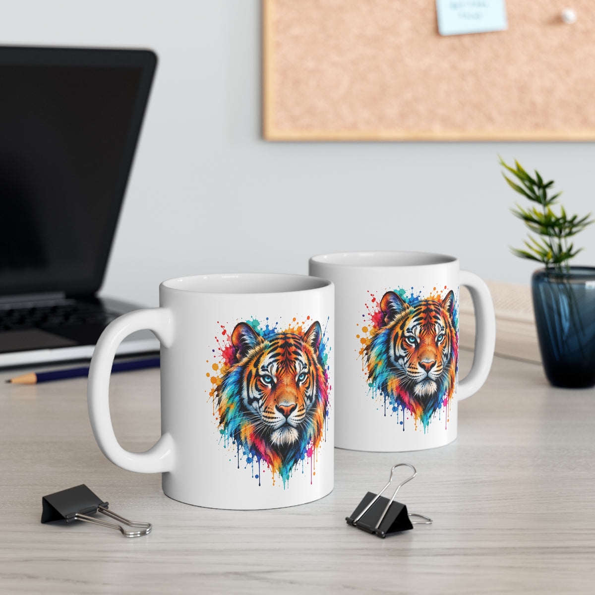 Mug Tigre Coloré – Tasse Tigre Majestueux Style Aquarelle – Cadeau Original Amoureux des Tigres et Animaux Sauvages