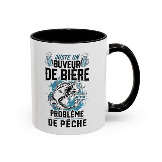 Mug Pêcheur Bière – Tasse Humoristique Poisson – Idée Cadeau Homme Passionné de Pêche – 325 ml Noir Bleu Rouge