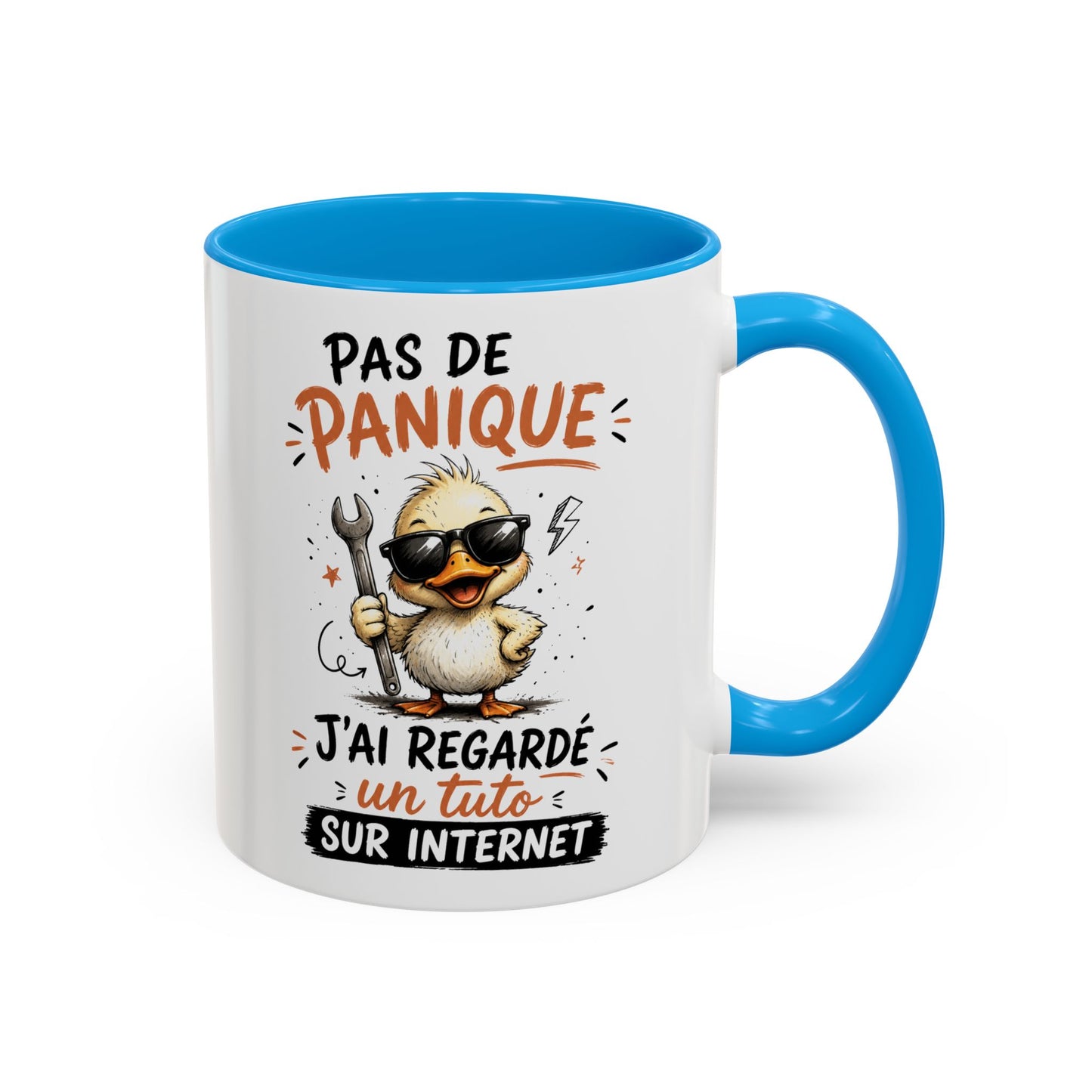 Tasse Humoristique Bricolage – Pas de Panique J’ai Regardé un Tuto sur Internet – Mug Canard Drôle 325ml