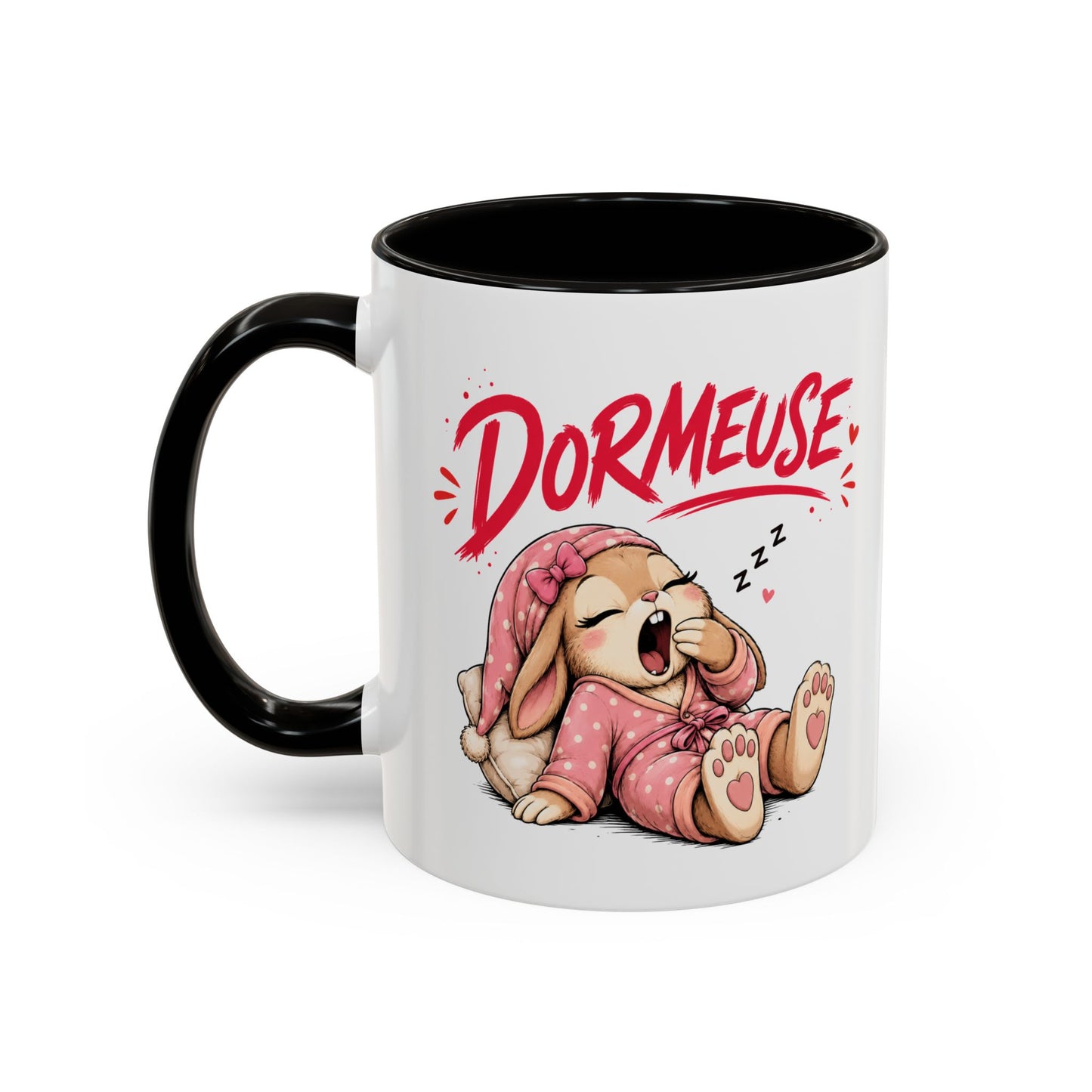 Tasse Dormeuse – Mug Humour Femme Fille avec Lapine Endormie – Cadeau Original 325ml