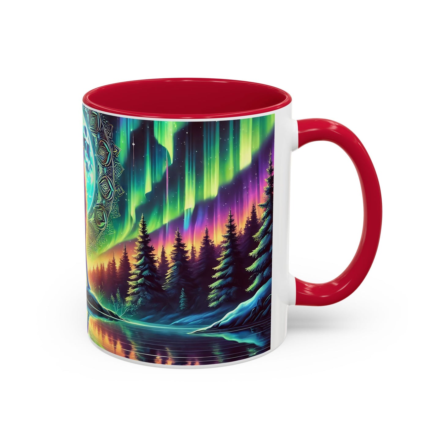 Mug Loup Mystique Aurore Boréale – Tasse Loup Hurlant Pleine Lune – Cadeau Fantaisie Nature 325ml