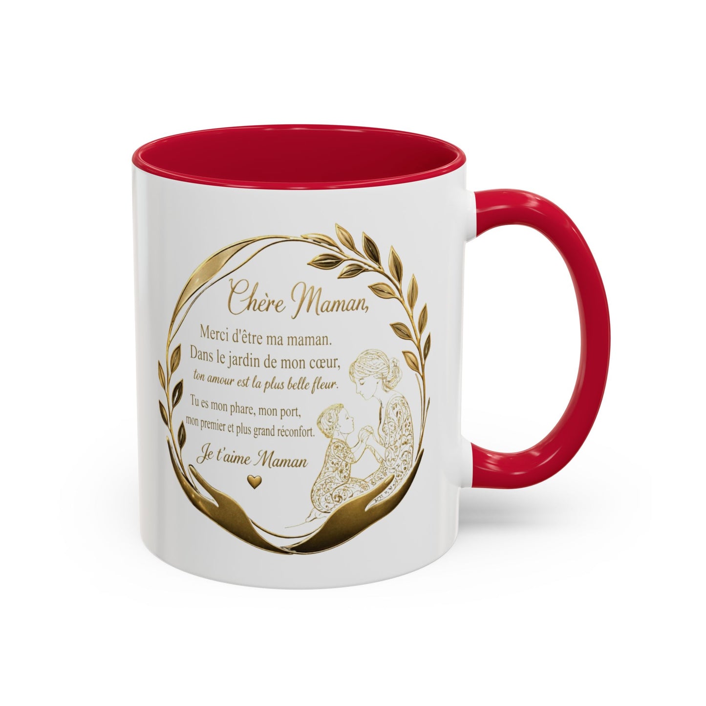 Tasse Maman Message Amour 325ml – Mug Céramique Cadeau Mère Élégant Doré Citation Touchante Famille