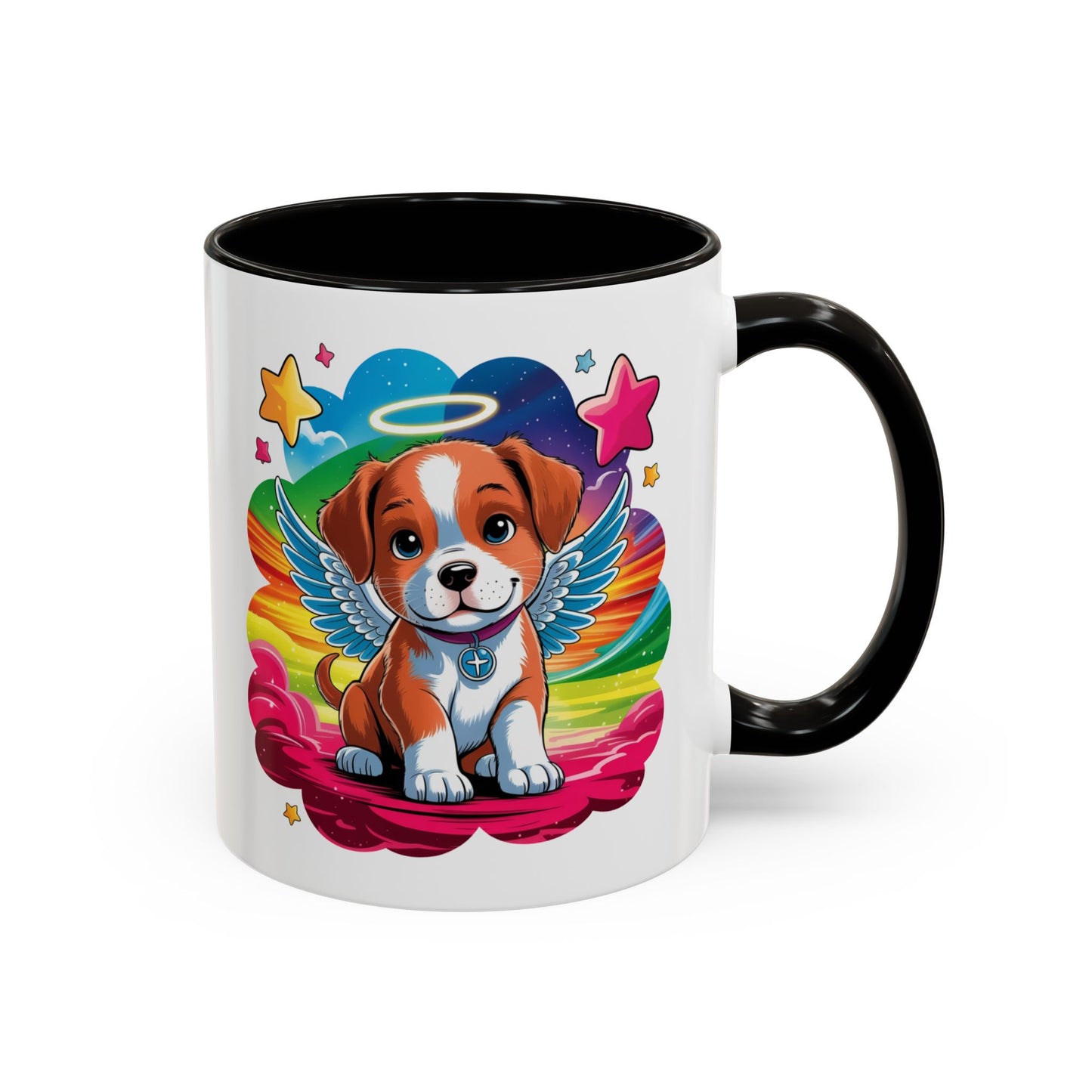 Mug Chiot Ange avec Ailes et Halo – Tasse Kawaii Colorée Cadeau Original Amoureux des Chiens – Céramique 325ml