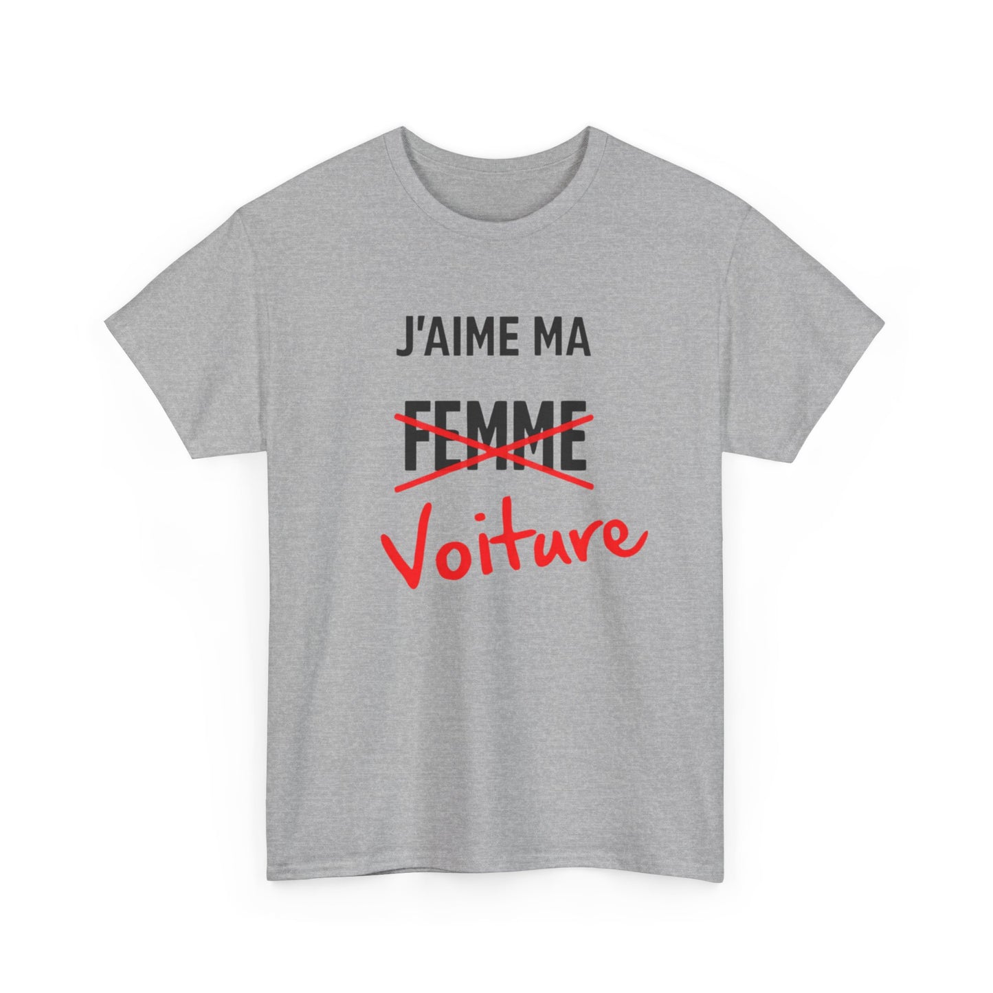 T-Shirt Humour J’aime ma Voiture – Tee Shirt Blague Adulte – Cadeau Drôle Homme Femme
