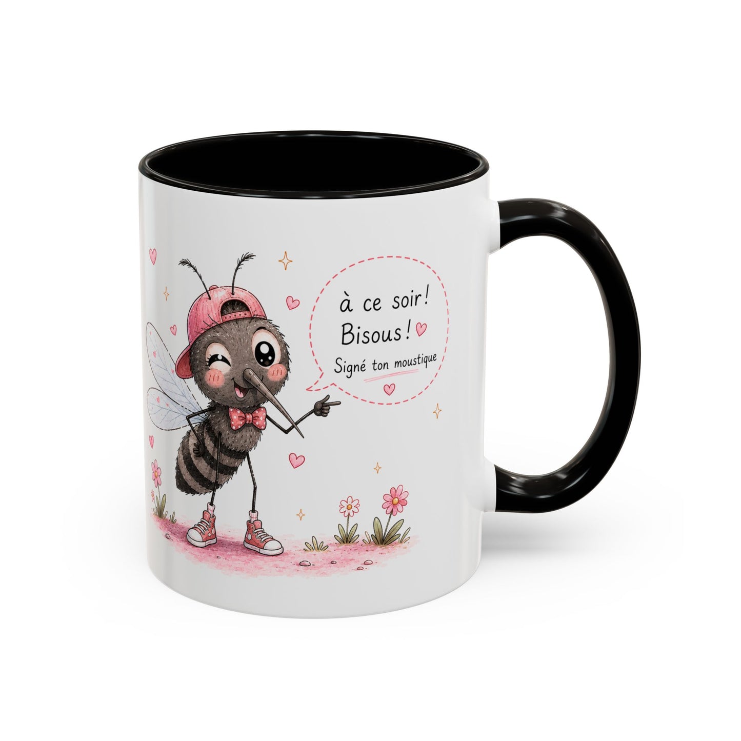 Tasse À Ce Soir ! Bisous ! Signé Ton Moustique – Mug Moustique Humour Kawaii – Cadeau Drôle Homme Femme 325ml