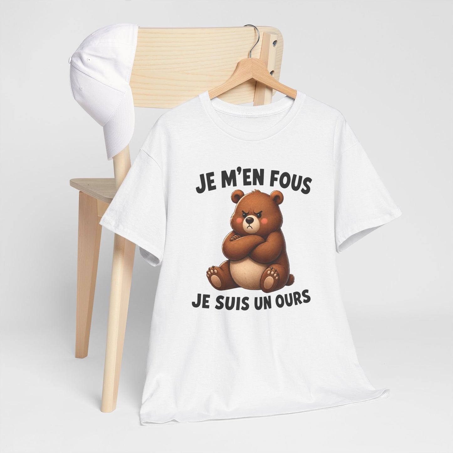 Tee Shirt Je M’En Fous Je Suis Un Ours – T-Shirt Humour Ours Grincheux – Cadeau Homme Femme Animal Mignon et Sarcastique