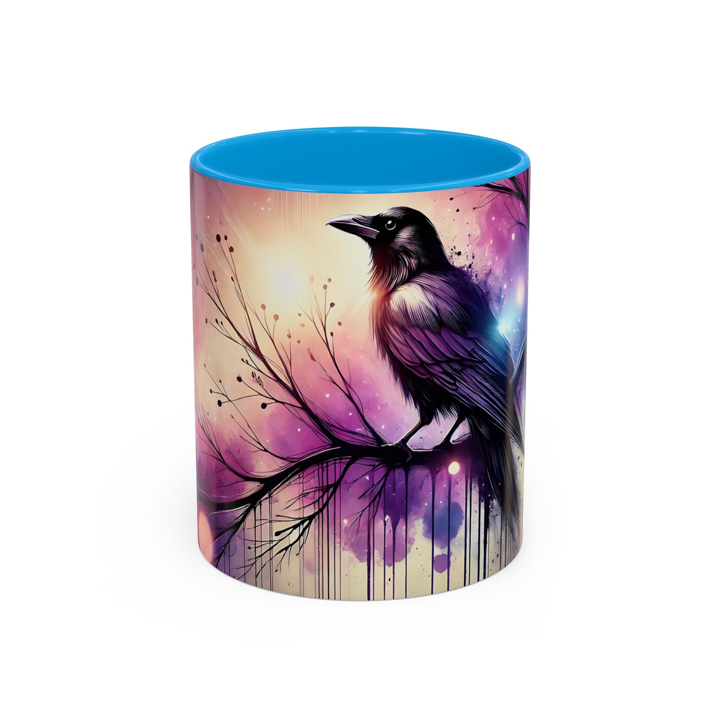 Mug Corbeau Mystique – Tasse Gothique Violet et Bleu avec Oiseau Fantastique – Cadeau Fantasy et Univers Sombre 325ml